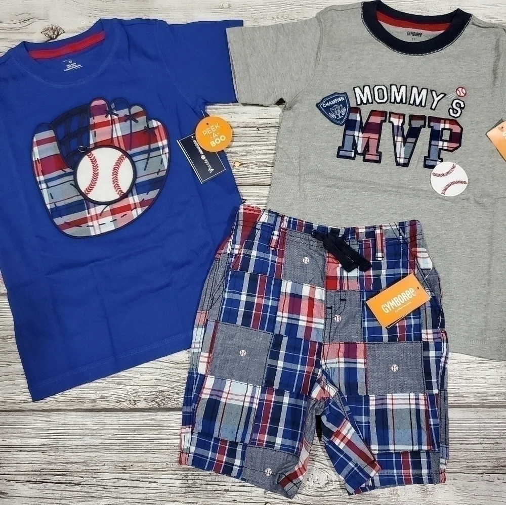 5T T-Shirts 4T Shorts Baseball Outfit Gymboree NWT
